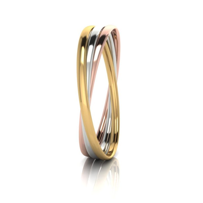 Solid Gold Tri Colour Russian Bangle