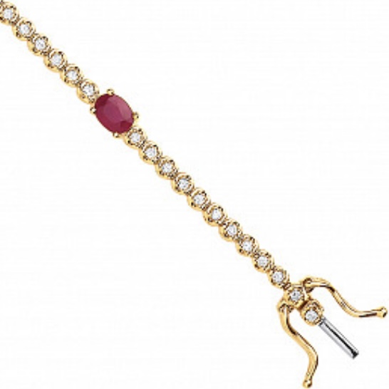 9ct gold Diamond And Ruby Bracelet