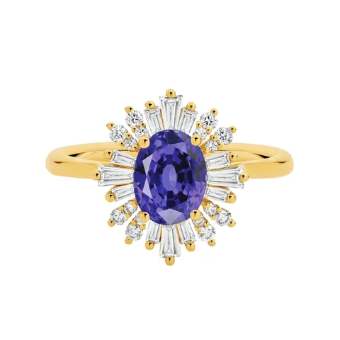 18ct Gold Oval Tanzanite Halo Ring