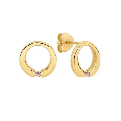 Gemstone Circle Stud Earrings