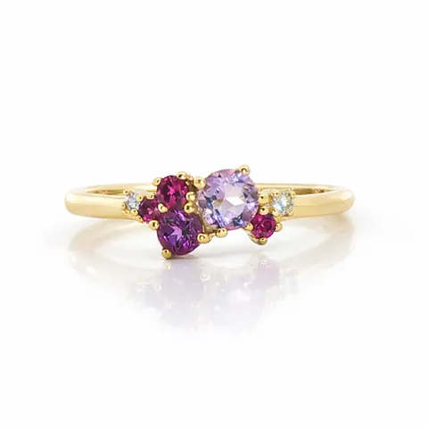 Amethyst And Garnet Cluster Ring