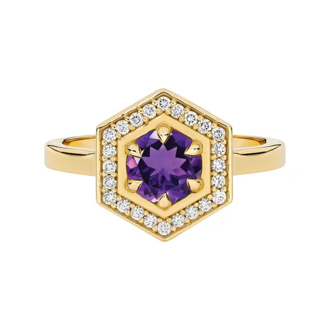 "Vintage Inspired" 18ct Hexagonal Amethyst Ring